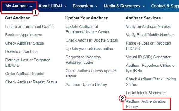 Aadhaar Authentication History Check