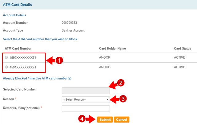 एटीएम ब्लॉक कैसे करे